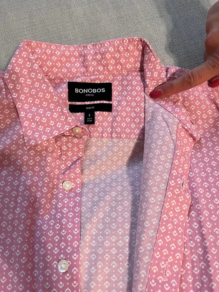 Pink Bonobos Small Slimfit Short Sleeve Button-up - photo 2