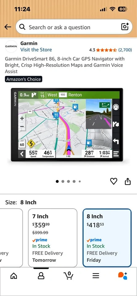 Garmin DriveSmart 86, 8-inch Car GPS Navigator