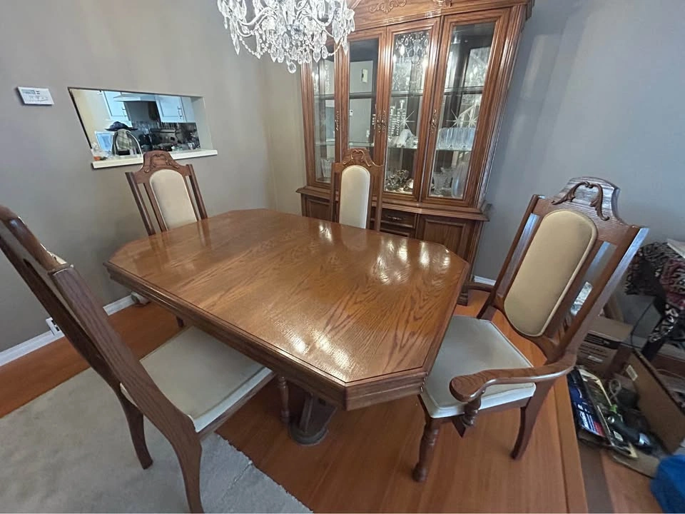 Cherry oak dining table and 6 chairs - photo 4