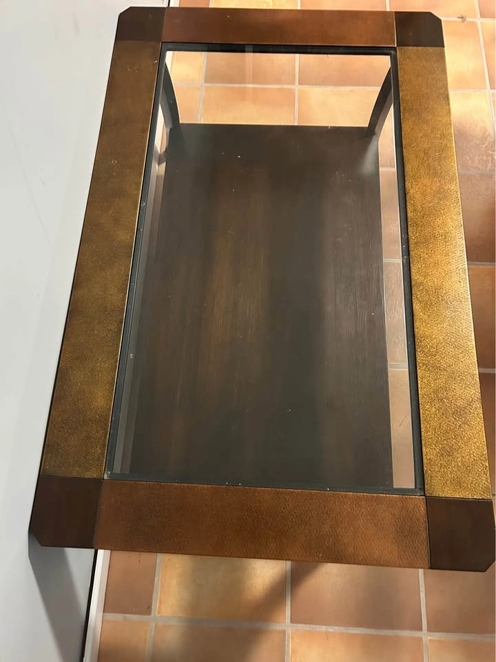 Glass and wood coffee table - photo 2