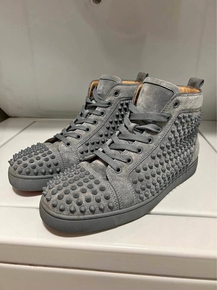 Louboutin Mens Hightop Grey with Spikes