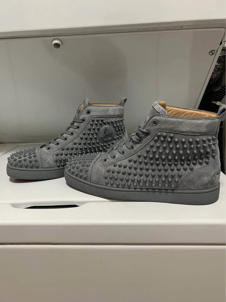 Louboutin Mens Hightop Grey with Spikes - photo 4