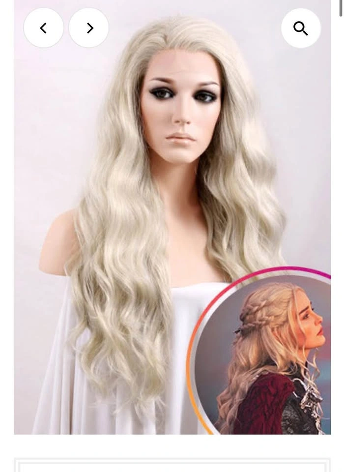 24" Wavy Pastel Ash Blonde Lace Front Synthetic Wig - photo 3