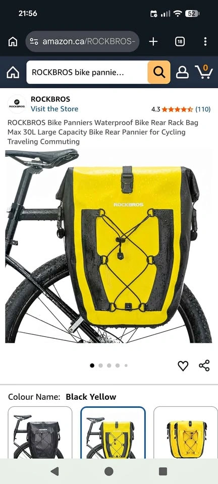 ROCKBROS Waterproof Bike Rear Rack Bag - 30L