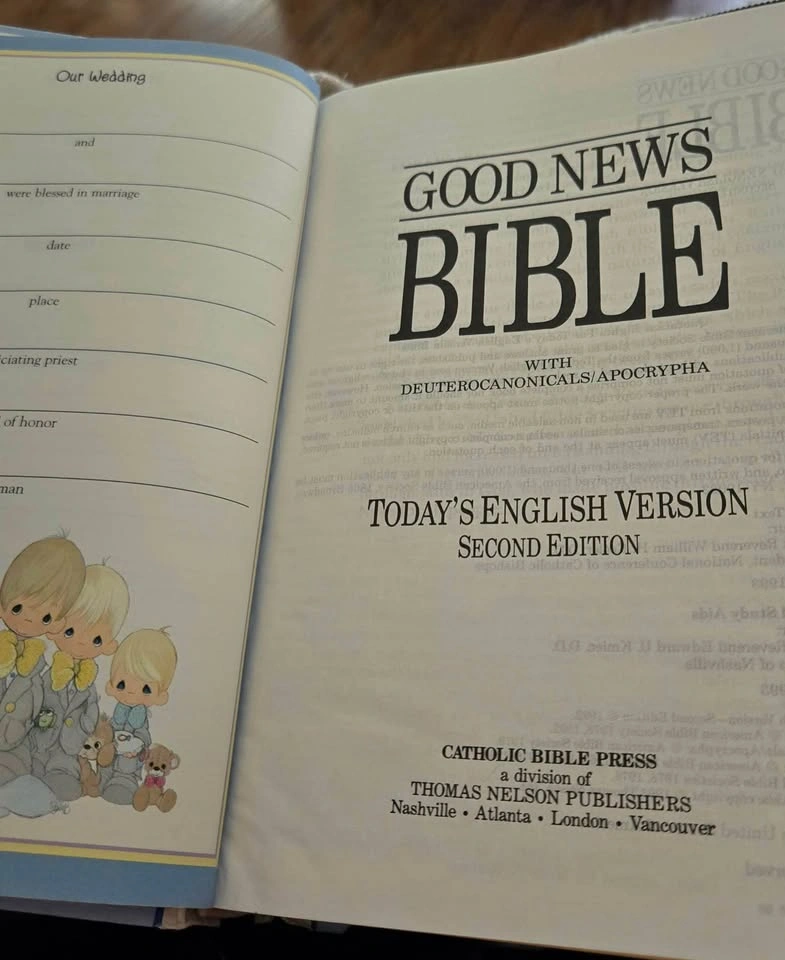 Precious Moments Good News Bible Catholic 2nd Ed Green Cover - photo 2