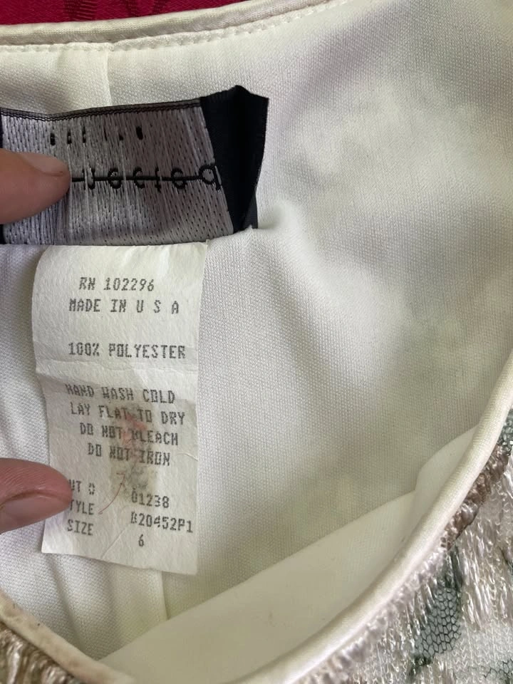 90s White Floral Dress with Lace Overlay, S - photo 4