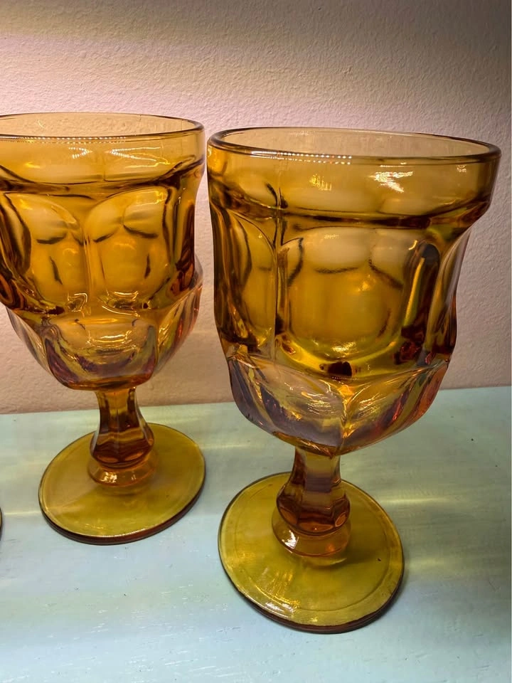 Three vintage Ashburton Amber glasses - photo 3