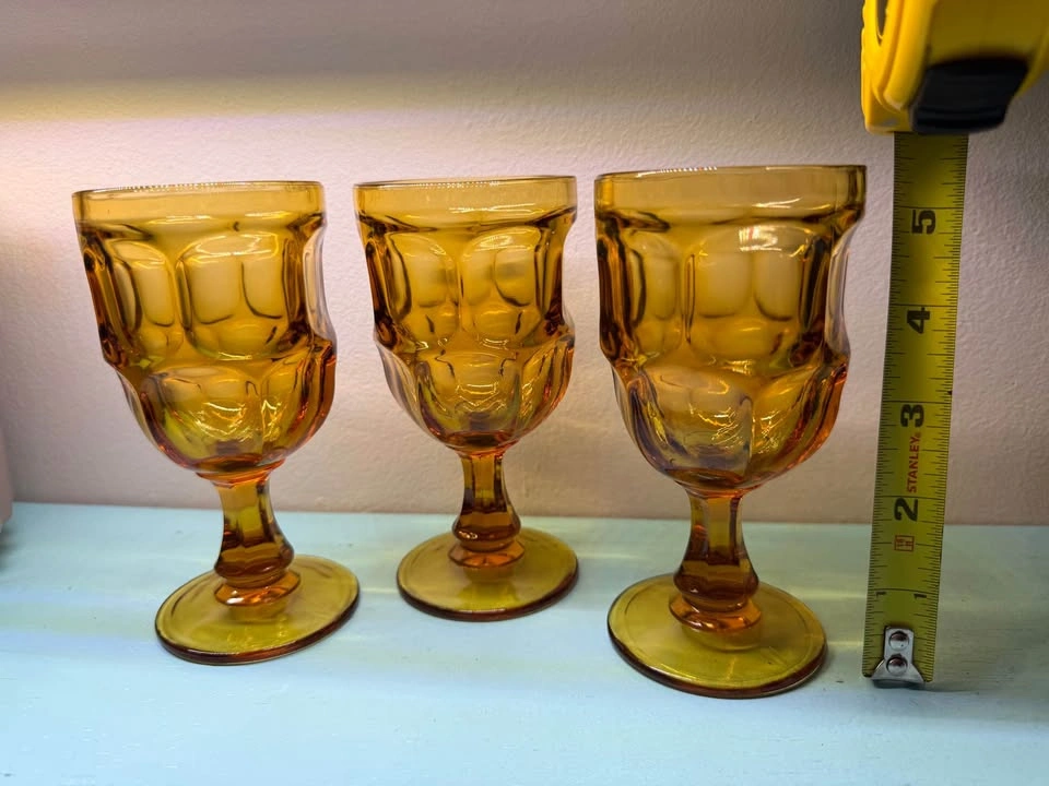 Three vintage Ashburton Amber glasses - photo 5