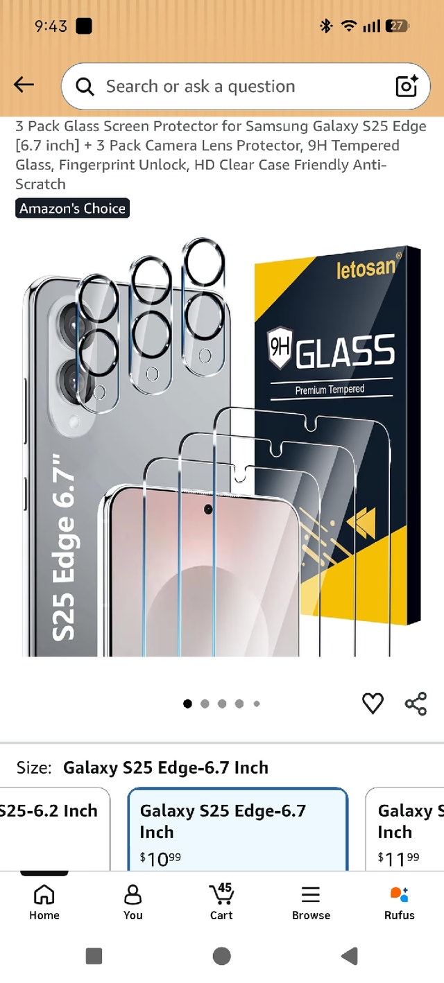 3 Pack Glass Screen Protector for Samsung Galaxy S25 Edge [6.7" - photo 2