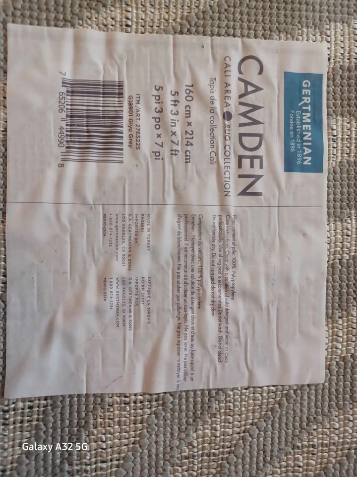 Area Rug - 5 ft 3 in x 7 ft - Camden Cali Collection - Grey - photo 5