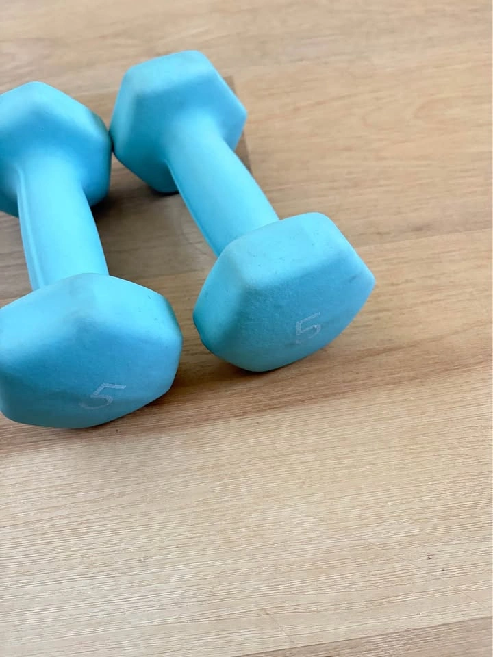 Pair of 5 lb blue dumbbells - photo 3