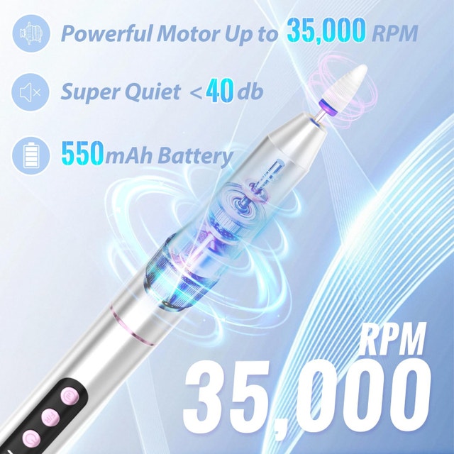 Cordless Electric Nail Drill File 35000RPM - photo 3