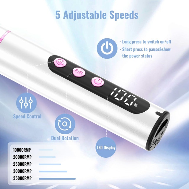 Cordless Electric Nail Drill File 35000RPM - photo 5