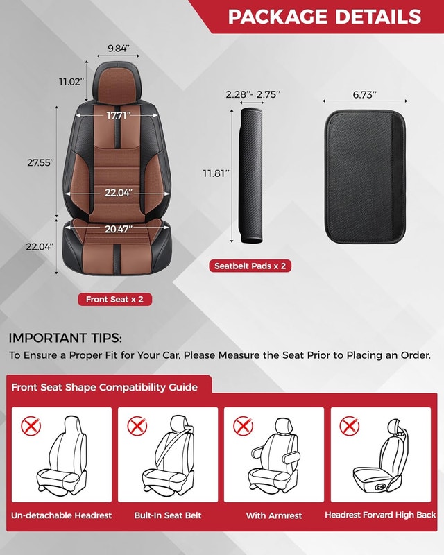 Universal Black Brown Front Car Seat Covers-New - photo 5