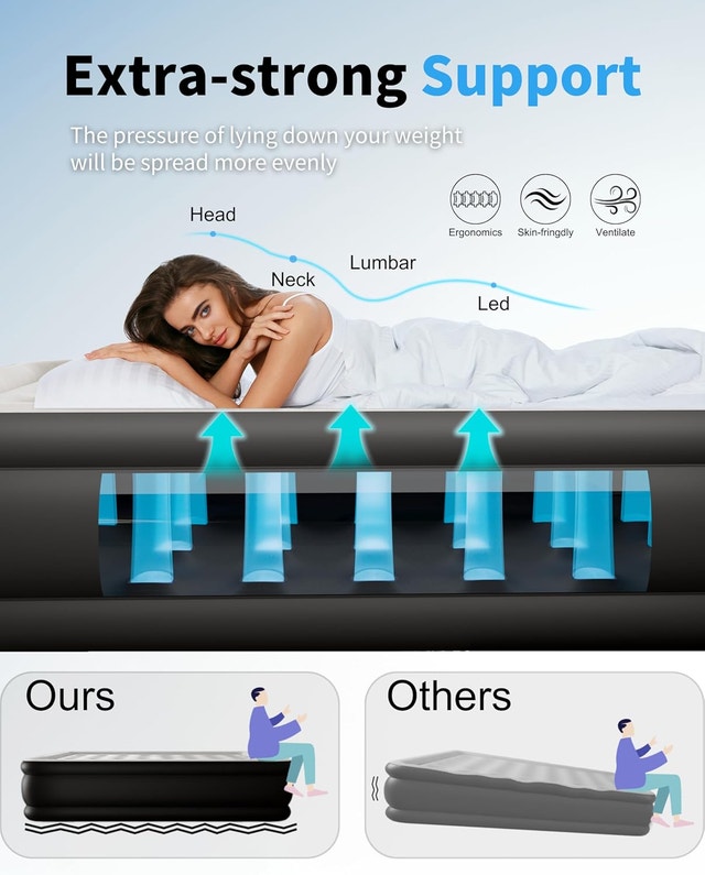 Queen Air Mattress with Built-in Pump 18" Raised - photo 3