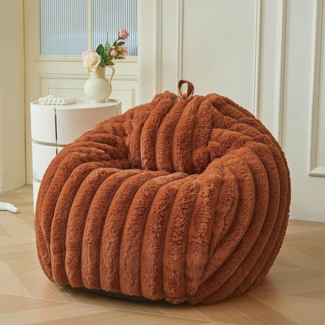 Fluffy Faux Rabbit Fur Bean Bag Chair Cover