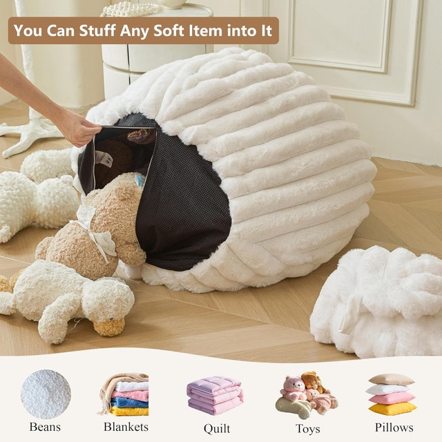 Fluffy Faux Rabbit Fur Bean Bag Chair Cover - photo 3