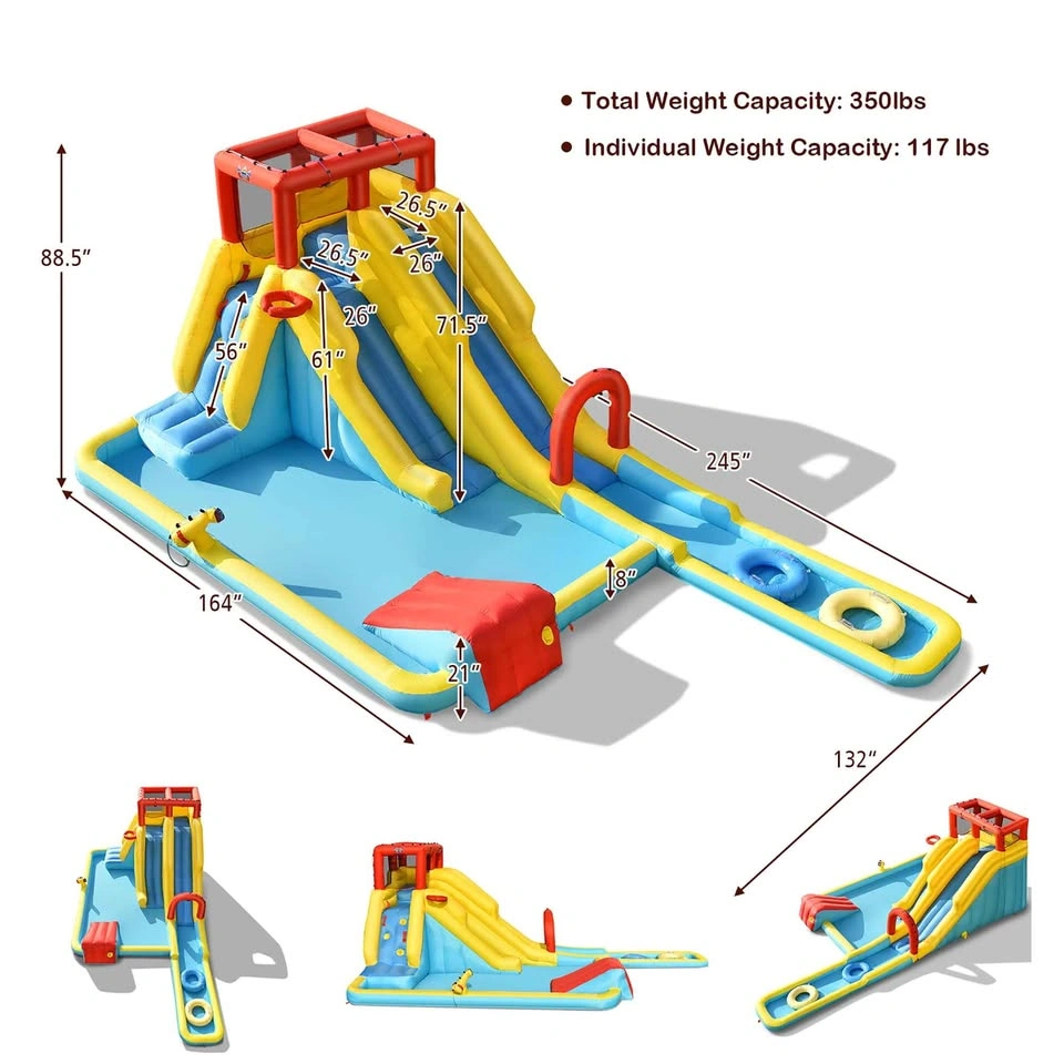 7 in 1 Inflatable Water Park Dual Slide Climbing Bouncer - photo 2