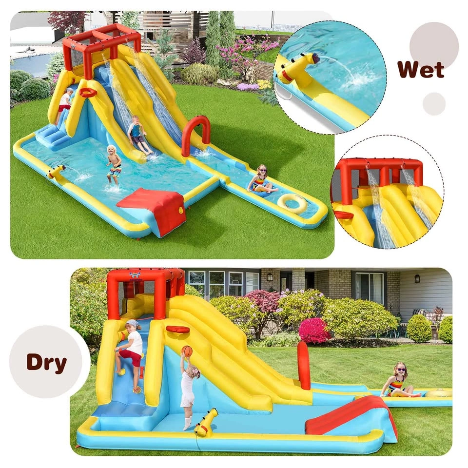 7 in 1 Inflatable Water Park Dual Slide Climbing Bouncer - photo 3