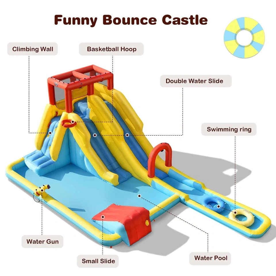 7 in 1 Inflatable Water Park Dual Slide Climbing Bouncer - photo 4