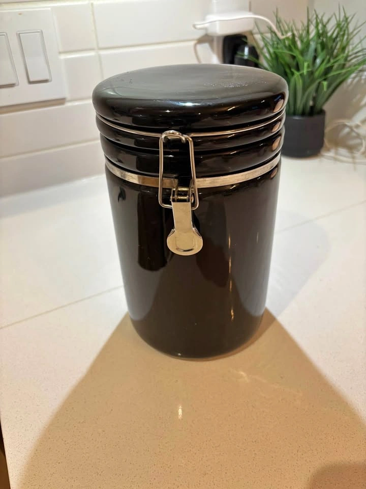 Black Ceramic Canister with Airtight Lid