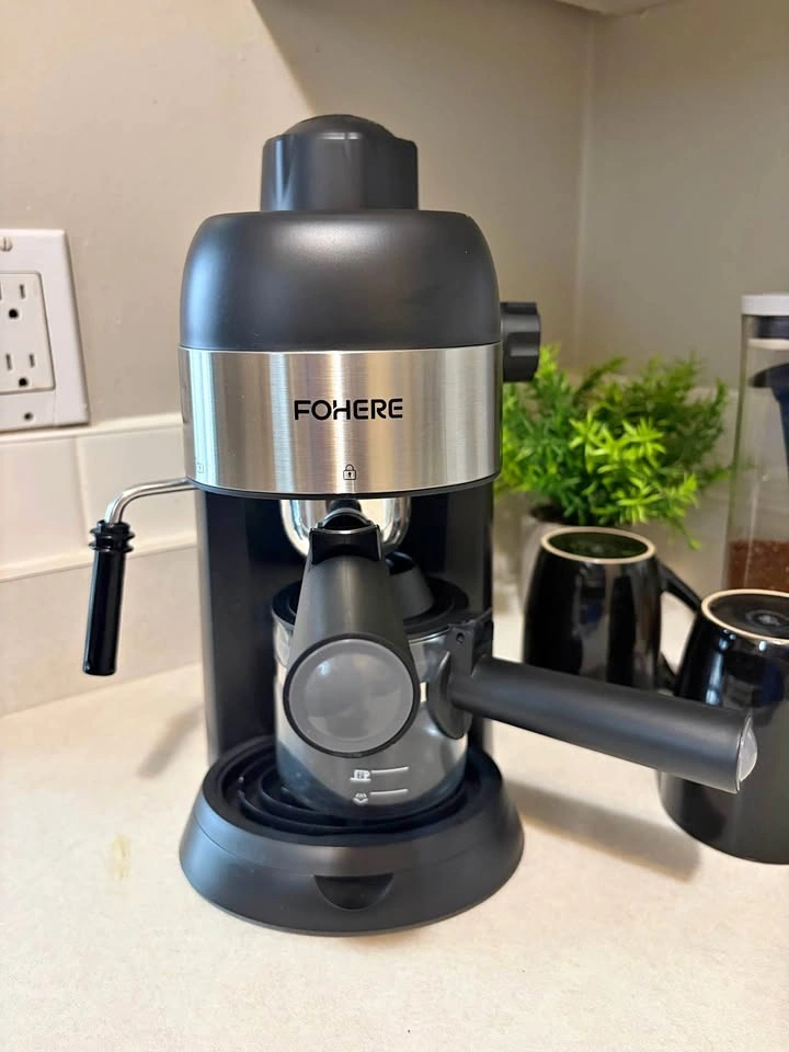 Fohere 4 Cup Espresso Machine & Cappuccino Maker w/ Milk Frother