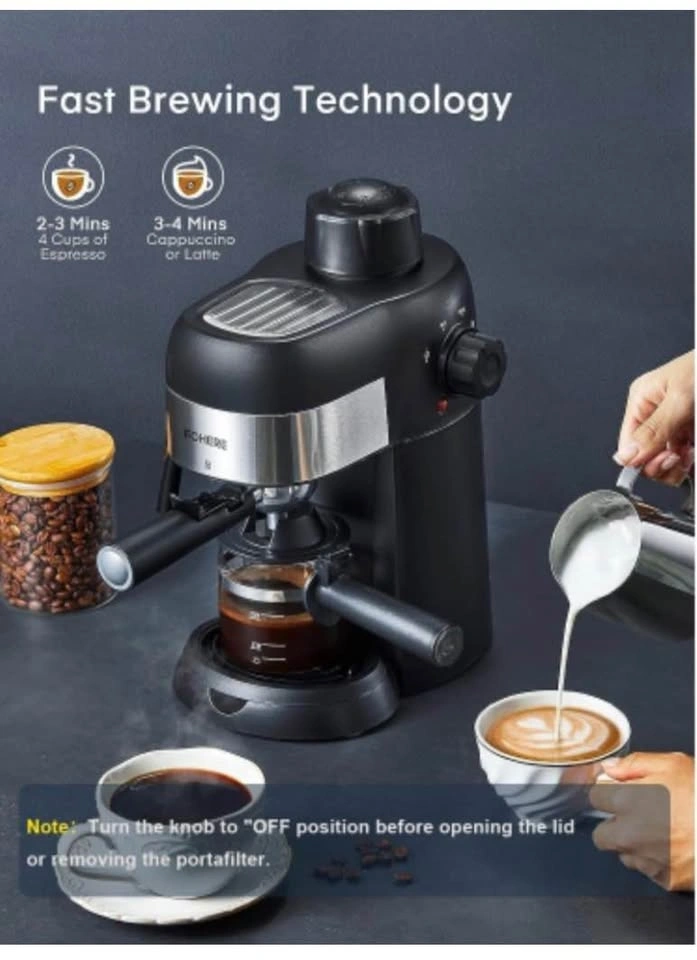 Fohere 4 Cup Espresso Machine & Cappuccino Maker w/ Milk Frother - photo 5
