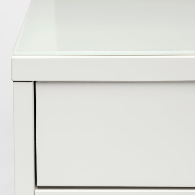 White Dressing Table with Drawer and Storage - photo 2