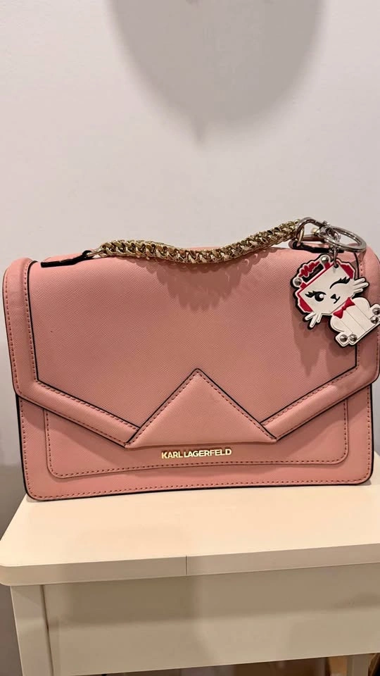 Karl Lagerfeld Blush Pink Leather K/Klassik Shoulder Bag