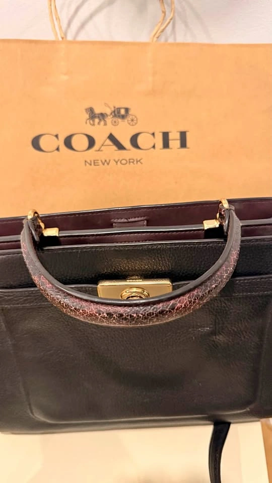 Coach Lane Carryall Leather Crossbody Satchel Shoulder Bag