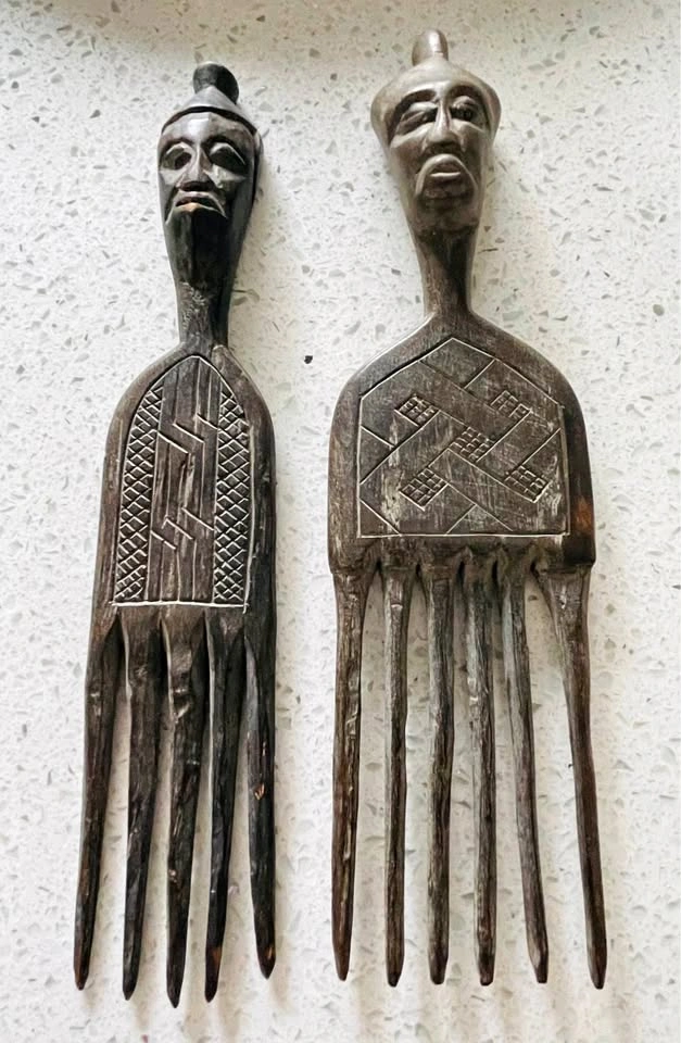 African Ashanti Hair Combs - 9 Large, 9 Small