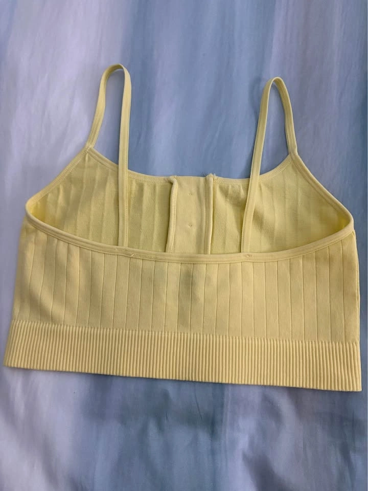 Forever 21 Yellow Ribbed Henley Crop Top Cami - Size Medium - photo 3