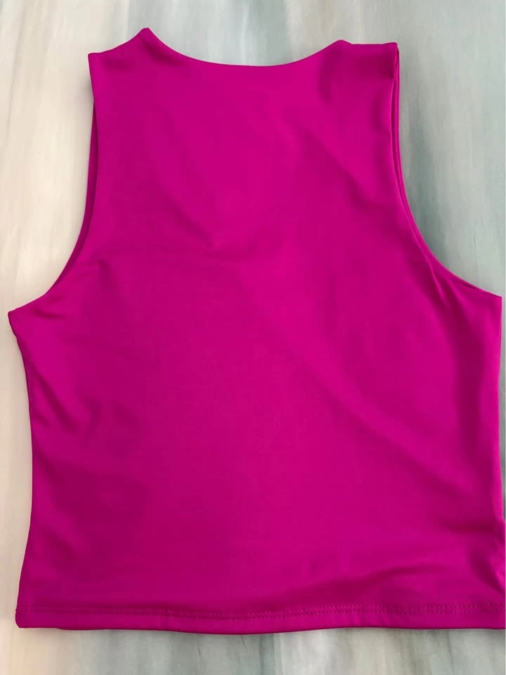 Live in the Moment Magenta Pink Cutout Wrap Tank Top Crop Size M - photo 2