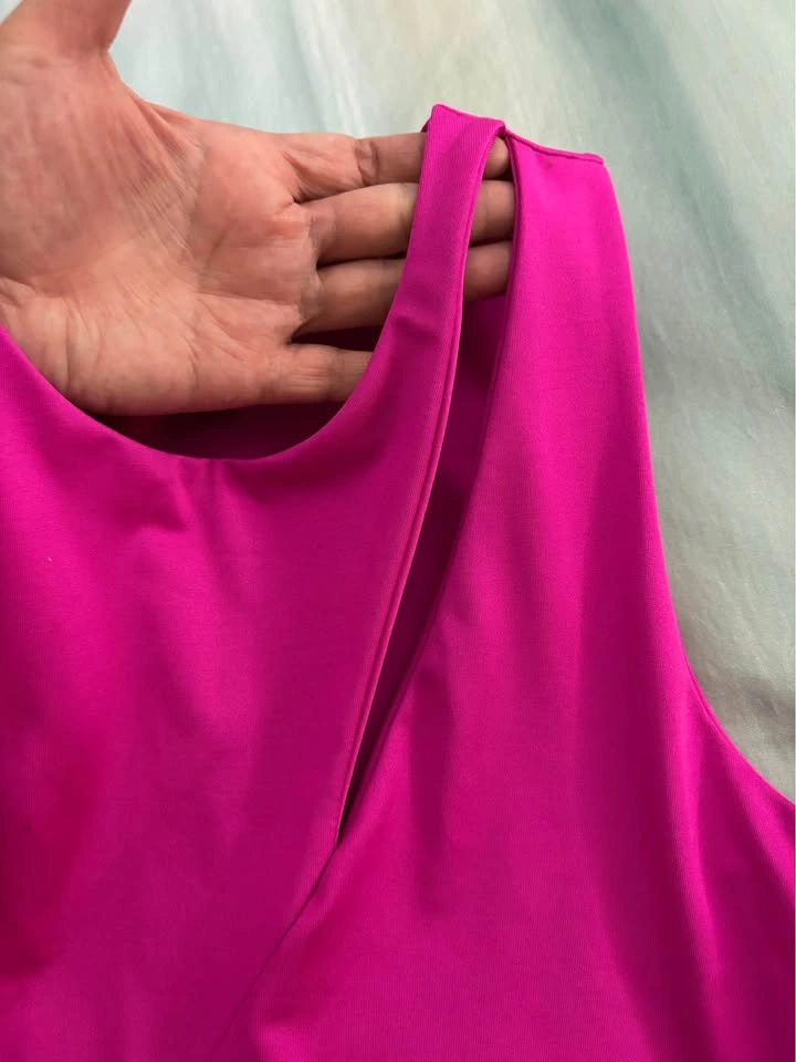 Live in the Moment Magenta Pink Cutout Wrap Tank Top Crop Size M - photo 3