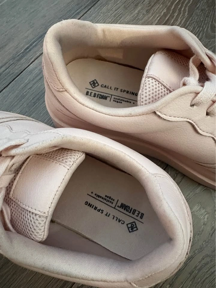 Call It Spring Womens Pink Low Top Sneakers Lace Up Vegan BED Fo - photo 4