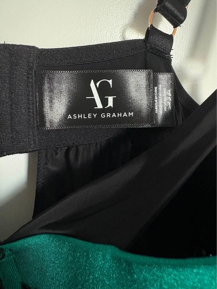 Ashley Graham Black Green Babydoll Lingerie Dress Size 1X - photo 4