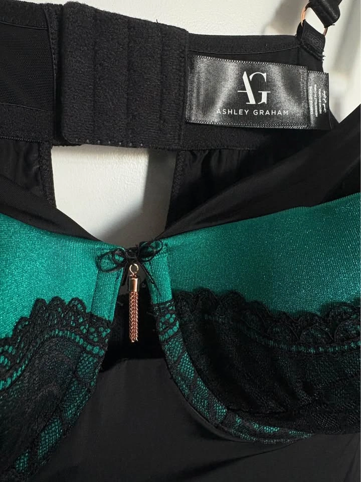 Ashley Graham Black Green Babydoll Lingerie Dress Size 1X - photo 5