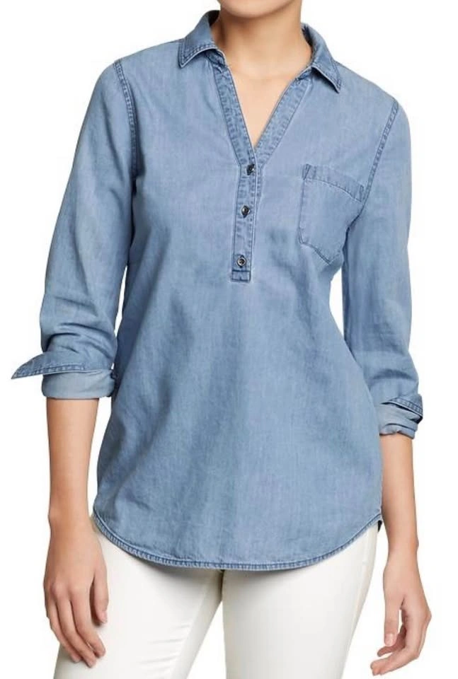 GAP Chambray Denim Popover Top - photo 4