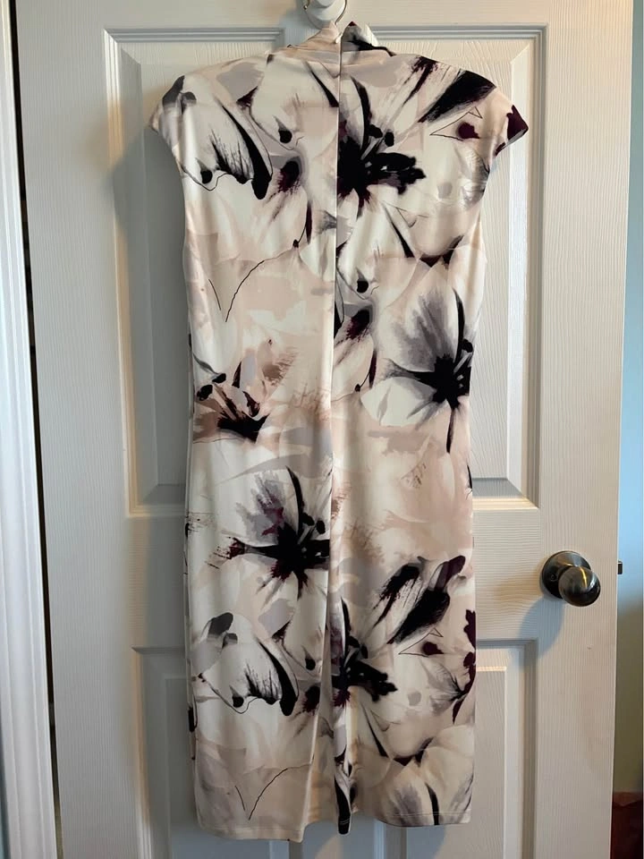 Calvin Klein Floral High Neck Sheath Dress Arc Hardware Size Sma - photo 2
