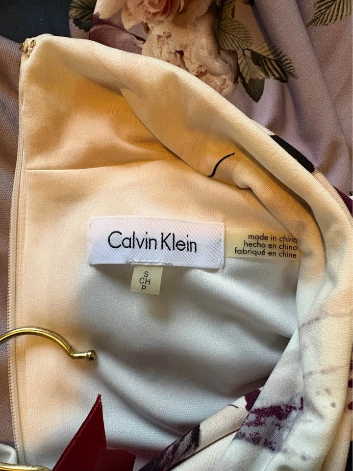 Calvin Klein Floral High Neck Sheath Dress Arc Hardware Size Sma - photo 4