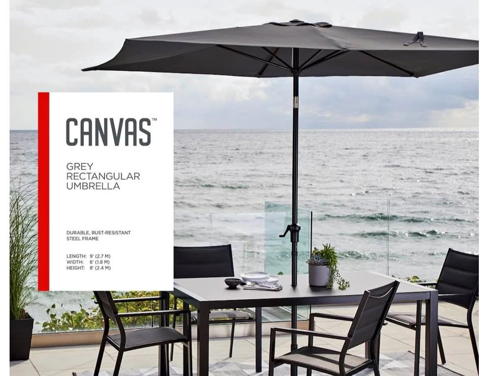 NEW CANVAS 6x9 Rectangular Patio Umbrella - Grey