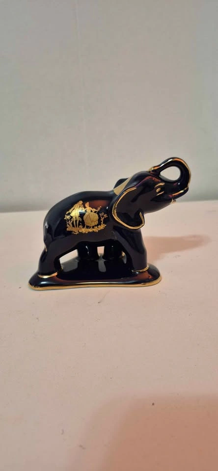Set of 3 Vintage Limoges France Cobalt Blue & 22K Gold Elephant - photo 2