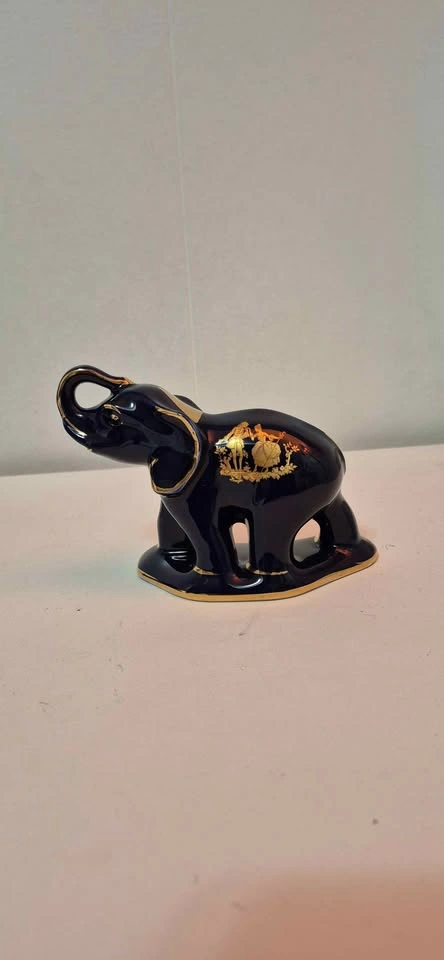 Set of 3 Vintage Limoges France Cobalt Blue & 22K Gold Elephant - photo 4