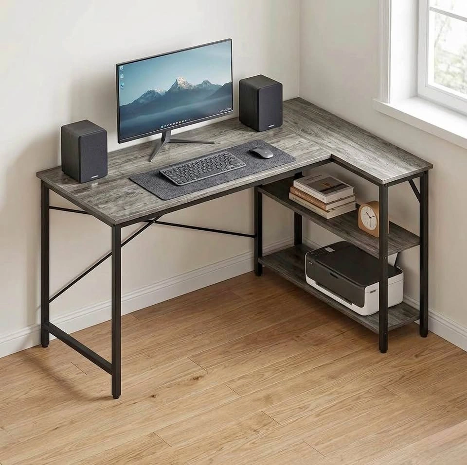 46.5" L Shaped Computer Desk with Shelves