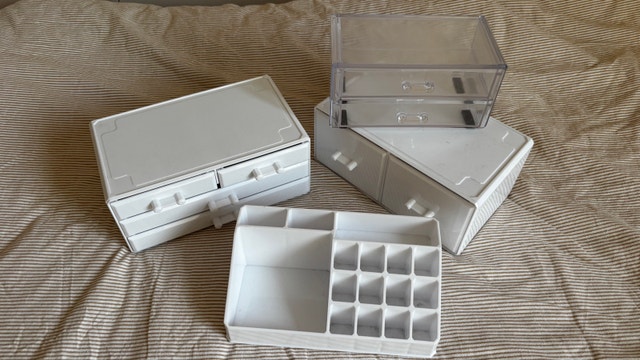 White Clear Makeup Stationary Storage Organizer w/ Drawers