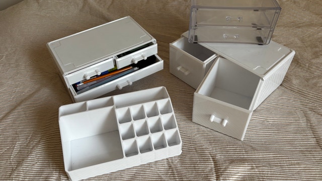 White Clear Makeup Stationary Storage Organizer w/ Drawers - photo 2