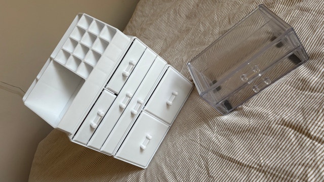 White Clear Makeup Stationary Storage Organizer w/ Drawers - photo 3