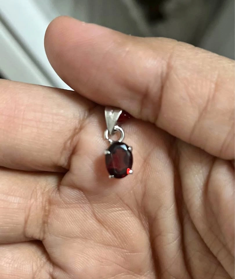 Garnet Pendant 925 Sterling Silver