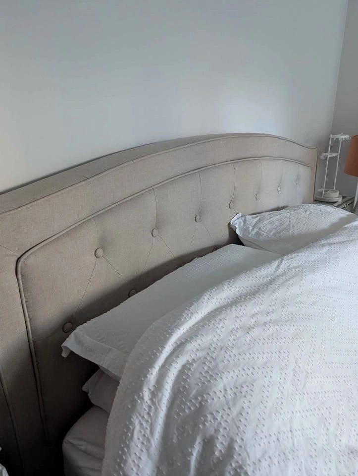 Beige Upholstered Queen Bedframe - photo 2