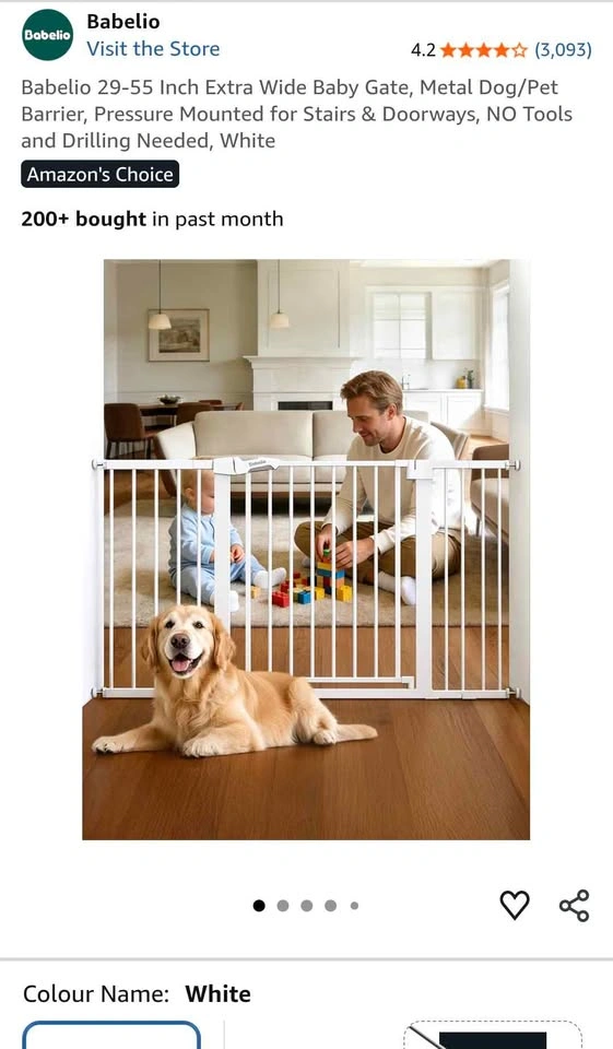 White Baby/Pet Gate (29-55"W x 28"H)